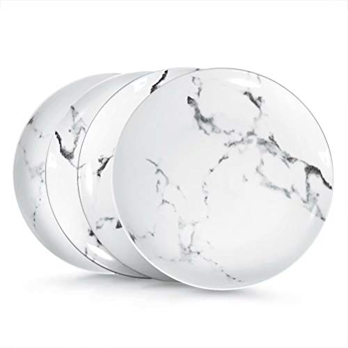 77L Porcelain Dinner Plate, (Set of 4) White Dinner Plate Set - Ceramic Round Salad/Appetizer Plates for Home and Kitchen, Dinner Dishes for Cheese, Dessert, Pasta and More (Diameter 8.23 Inches) - Thumbnail 7