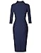 MUXXN Lady Charming Pinup 1930s Rockabilly Knee Length Casual Pencil Dress (Blue M)