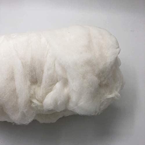 Ivie Organic Luxury Cotton Fiber Batting 1lb Natural Color Eco Friendly High Fill Power Stuffing for Pillow Comforter Dolls (Combed Cotton Fiber(1 Pound))