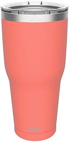 Zak Designs Cascadia Stainless Steel Double Wall Vacuum Insulated Travel Mug Tumbler with Slide Lid and Splash-Proof Design Water Bottle is Perfect for Outdoor Activity (30oz,18/8, BPA Free)