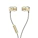 Earbuds In-Ear Headphones Metal Sound Cell Phone Headset Earphones with Mic & Stereo Bass for iPhone 6S Plus 6 5S, iPod, iPad, Samsung S6 Note 5, HTC, LG G4 G3, Android Smartphones, MP3 Players (Gold)