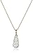 Jewelili Pear Shaped Necklace Pendant in 10K Yellow Gold with 2 MM Round Cubic Zirconia and 18 inch Gold Filled Rope Chain