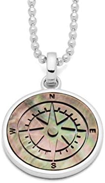 Dur P3313 Compass Rose Pendant Mother of Pearl Rhodium-Plated 925 Sterling Silver