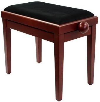 Legato Piano Bench with Cushioned Seat and Adjustable Height - Satin Mahogany