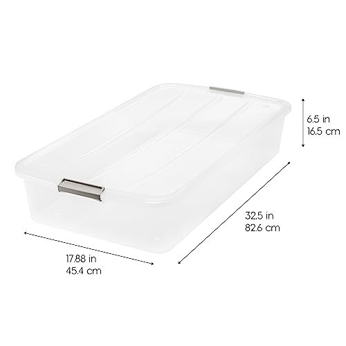 IRIS USA 50 Qt Plastic Under Bed Storage Bin with Lids and Durable
