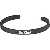 DATOA Minimalist Stainless Steel Be Kind...of A Bitch Cuff Bracelet for Women Personalized Engraved Inspirational Bracelet Jewelry
