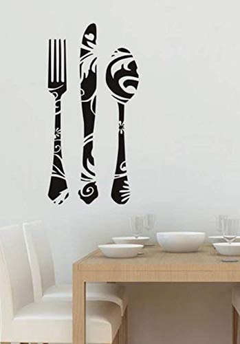 Potelin Wall Sticker Tableware Pattern Removable Mural Wallpaper Decal for Fridge Cabinet Kitchen Restaurant Shop Durable and Useful