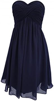 YiYaDawn Women's Short Bridesmaid Dress Backless Prom Evening Gown Size 6 US Navy Blue