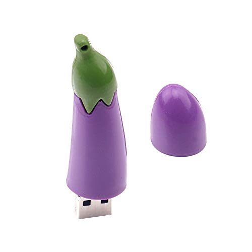 Choosebuy Eggplant Shape 8G/16G/32G/64G USB 2.0 U Disk, Cute Portable Flash Memory Stick Pen Storage USB Flash Drives for Office Supplies (32G) - Thumbnail 2