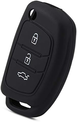CARSWIX Key Cases Silicone car key for fob Blank cover case skin set fit Hyundai ix35 solaris tucson 2016 accent santa fe smart remote accessories,Black