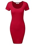 DRESSIS Women's Short Sleeve T-Shirt Round Keyhole Neck Midi Bodycon Dress (4 Styles)