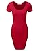 DRESSIS Women's Short Sleeve T-Shirt Round Keyhole Neck Midi Bodycon Dress (4 Styles)
