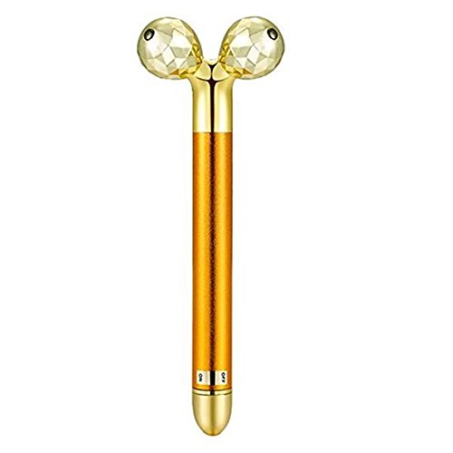 AMULISS 24k Gold Skin Care Face Massager 3D Roller Electric Sonic Depuffer Energy Beauty Bar Package Combination - Thumbnail 4