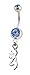 Browning Silver With Baby Blue Rhinestone Charm Titanium Anodized Sexy Deer Belly Navel Ring