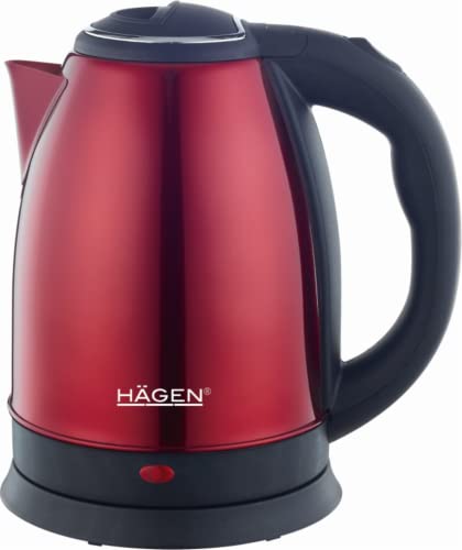 Hagen Bouilloire Electrique Compacte Inox, Design Elegant, Base 360°, Capacité 1,8L, Puissance 1500W - HA5525-RED-Rouge