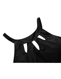 Septangle traje de baño para mujer con espalda cruzada, color negro