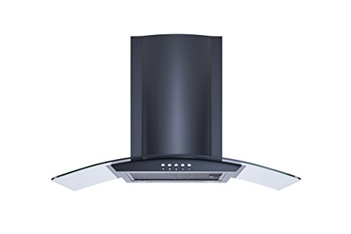 Winflo New 30" Convertible Wall Mount Range Hood in Black with Black Aluminum Mesh filter, Ultra bright LED lights and Push Button 3 Speed Control