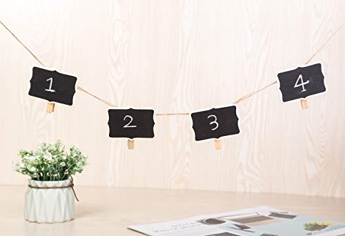 Xena Clip On Mini Blackboard Wooden Chalkboard Set 12 Pack DIY Seating Name Tag Note Placement Cards Wedding Events Accessories Teaching Supplies Aid Kids School 3.35 x 2.36 Inches Each - Thumbnail 4