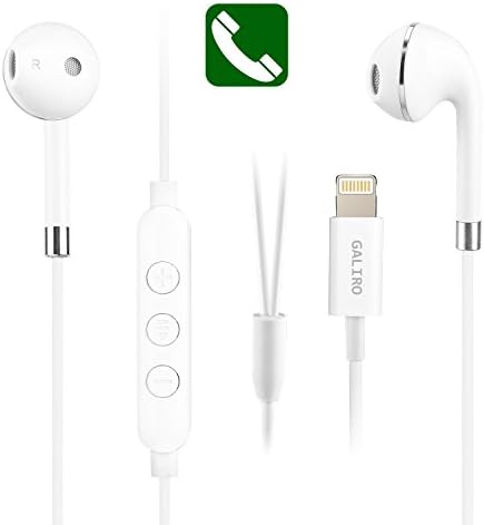Galiro Lightning Headphones/Earbuds,Stereo Sound by Bluetooth in Earbuds and Built-In Mic and Volume Control,call for iPhone 7,7 Plus,8,8 Plus,iPhone X.Wired charging Bluetooth without battery(White)