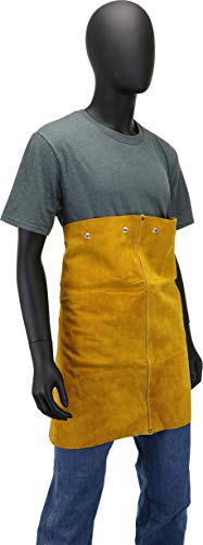 West Chester IRONCAT 7001 Heat Resistant Split Cowhide Leather Welding Bib, 20" Length