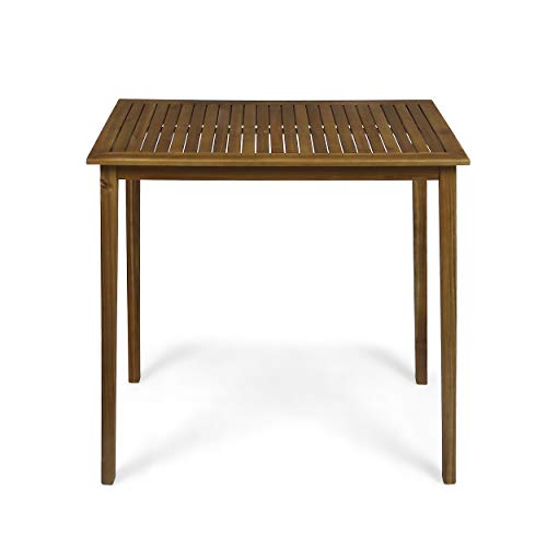 Great Deal Furniture Teresa Outdoor Minimalist Acacia Wood Rectangle Bar Table – Teak Finish