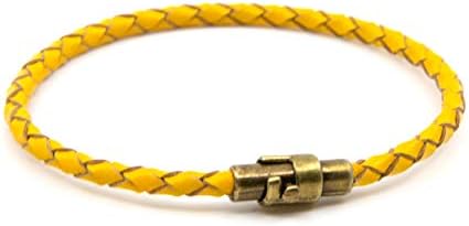 Handmade Single Wrap Braided Leather Bracelet with Magnetic Copper Clasp