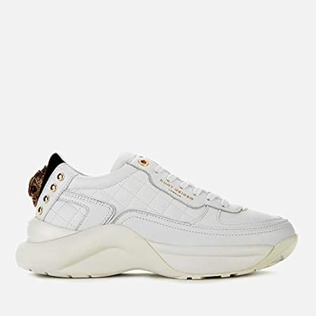 kurt geiger white and gold trainers