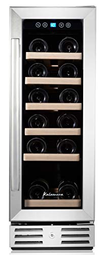 Kalamera-12-Wine-Cooler-18-Bottle-Built-in-or-Freestanding-with-Stainless-Steel-Double-Layer-Tempered-Glass-Door-and-Temperature-Memory-Function