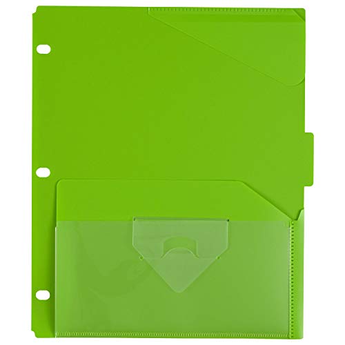 Five Star Binder Dividers, Flex, NotePocket, 3 Tabs, Teal, Purple, Lime