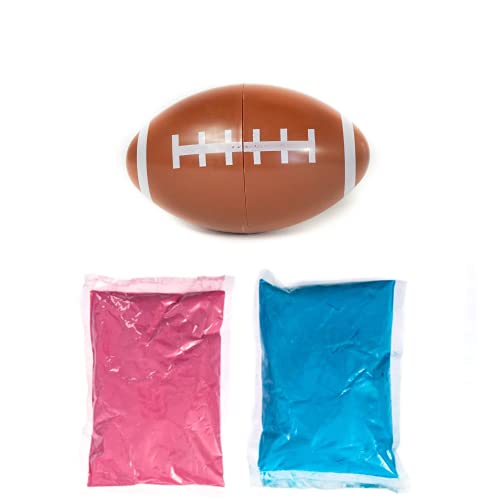 Peacock Powder Gender Reveal Football Sports Themed Baby Announcement with Blue and Pink