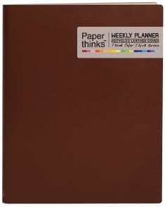 Paperthinks Tan Extra Large 2014 Recycled Leather Weekly Planner, 7 x 9 Inches