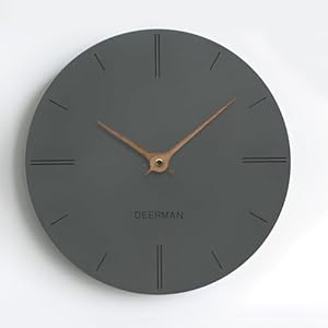 Deerman 壁掛け時計 おしゃれ 静音 軽量 フラットウッド時計 電池式 秒針の音がしない ウォールクロック