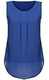 Halife Women's Casual Pleated Front Chiffon Sleeveless Blouse Tops