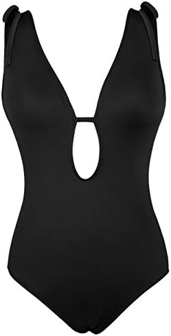 Shenices Sexy Retro Cut Out One Piece High Cut Monokinis Bathing Suit  Black S(US2-4)