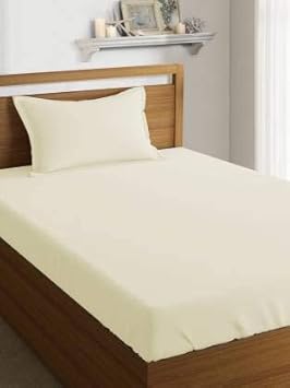 MAFATLAL Cotton 1 Single Bedsheet with 1 Pillow Covers - Light Brown