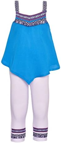 RMLA Big Girls Turquoise Ethnic Accents Strap Loose Fit Top 2 Pc Outfit 12