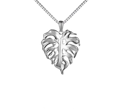 Sterling Silver 925 Monstera Leaf Pendant Necklace