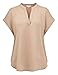 Regna X Love Coated Womens Henley V Neck Sleeveless Curved Hem Chiffon Blouse
