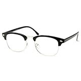 Vintage Inspired Classic Half Frame Wayfarers Clear Lens Glasses