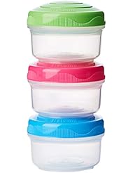 Sistema To Go Collection Mini Bites Small Food Storage Containers, 4.3 oz./127 mL, Pink/Green/Blue, 3 Count
