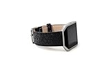 Fitbit Blaze Smart Fitness Watch Band,Thankscase Genuine Leather Strap Wrist Band Replacement,Top Quality Spring Bar and Beautiful Embossed Pattern for Fitbit Blaze Smart Fitness Watch.(Diamond Black)