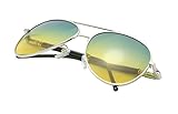 JZ Eyewear Mens Womens Day & Night View Vision Aviator Cupronickel Gungrey Frame 57 MM Driving Sunglasses
