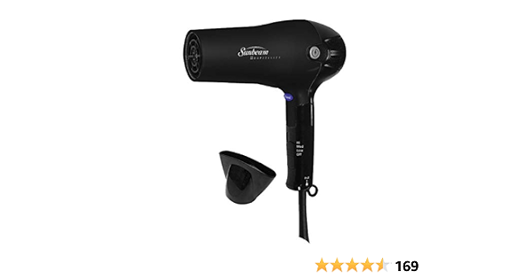 Amazon.com: Sunbeam Designed by Raleigh hd3010 – 005 cable retráctil  portátil secador de pelo plegable con el concentrador, 1875 W, cool Shot  botón, turmalina iónico, Negro : Belleza y Cuidado Personal