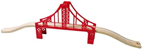 OrgMemory Wooden Railway, Wooden Train Track Set, Train Bridges, Suspension Bridge, Viaduct Bridge, Cross Track - Image 4