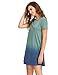 ROMWE Women's Tunic Swing T-Shirt Dress Short Sleeve Tie Dye Ombre Dress Green Large