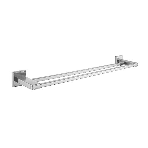 Iriber Double Bath Towel Bar Rack Holder Brushed Nickel,Modern SUS 304 Stainless Steel Bathroom Accessory Hardware Shelf Wall Mounted