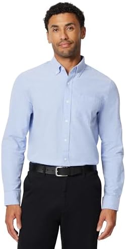 amazon essentials dress shirts Amazon.com: Amazon Essentials Men's Slim-Fit Short-Sleeve Stretch Oxford  Shirt with Pocket Shirt, -Light Grey, X-Small : Clothing, Shoes & Jewelry