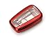 iJDMTOY Chrome Finish Red TPU Key Fob Protective Case w/Button Cover Compatible with 2017/2018-up Toyota Camry Prius Prime Mirai C-HR, etc w/Push Start Engine Feature