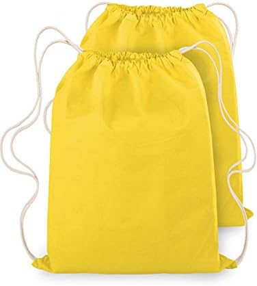 Drawstring Canvas Backpack Sports Bag 14"x18" 100% Cotton Pack of 2