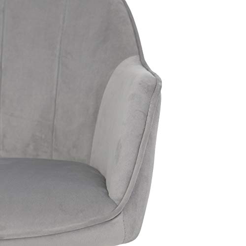 J&L Furniture Modern Design Velvet Desk Chair Mid-Back Home Office Chair Swivel Adjustable Task Chair Executive Accent Chair with Soft Seat (Grey) - Thumbnail 7